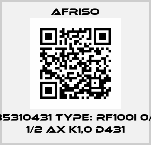 P/N: 85310431 Type: RF100I 0/1bar 1/2 ax K1,0 D431 Afriso