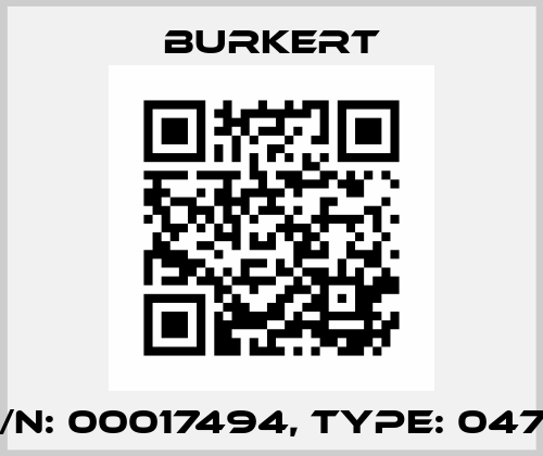 p/n: 00017494, Type: 0470 Burkert