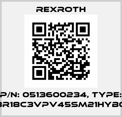 P/N: 0513600234, Type: 0513R18C3VPV45SM21HYB05P1 Rexroth