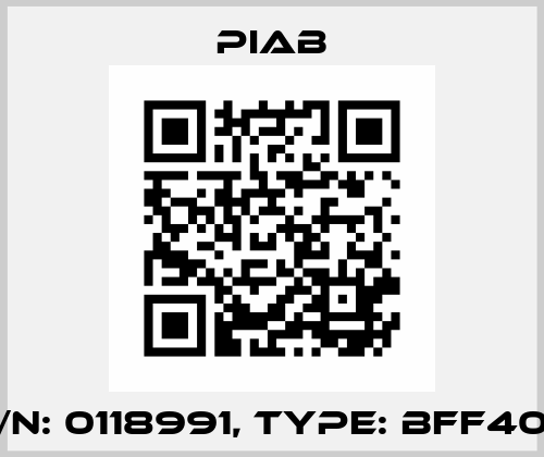 P/N: 0118991, Type: BFF40P Piab