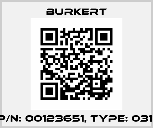 p/n: 00123651, Type: 0311 Burkert