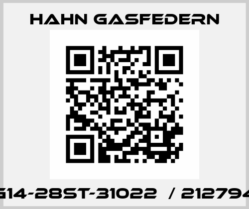 G14-28ST-31022  / 212794 Hahn Gasfedern