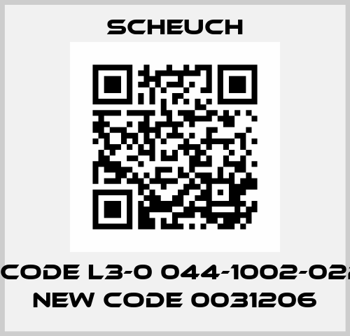old code L3-0 044-1002-022-08 new code 0031206 Scheuch