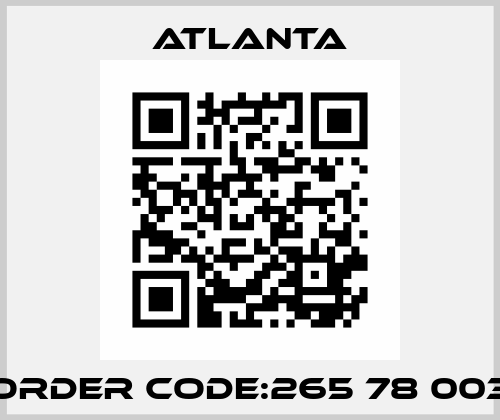 order code:265 78 003 ATLANTA