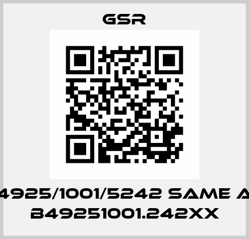 B4925/1001/5242 same as B49251001.242XX GSR