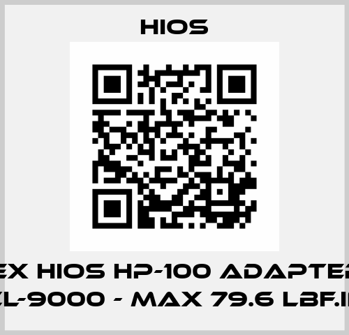 1/4" HEX HIOS HP-100 ADAPTER FOR CL-9000 - MAX 79.6 LBF.IN Hios