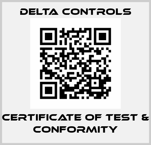 Certificate of test & Conformity Delta Controls