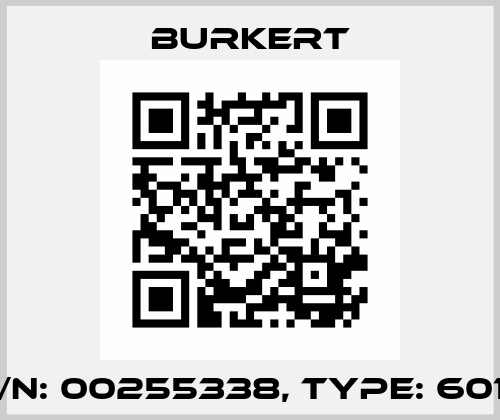p/n: 00255338, Type: 6013 Burkert