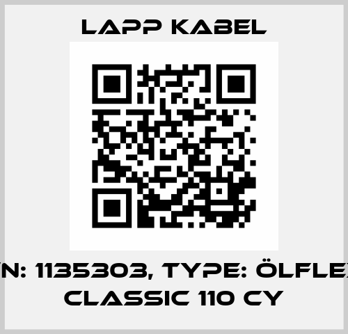 P/N: 1135303, Type: ÖLFLEX® CLASSIC 110 CY Lapp Kabel