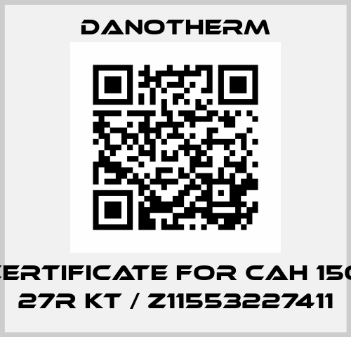 COC certificate for CAH 150 C 411 27R KT / Z11553227411 Danotherm