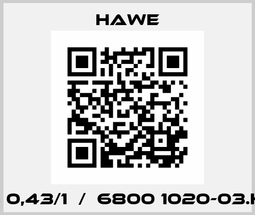 RZ 0,43/1  /  6800 1020-03.HW Hawe