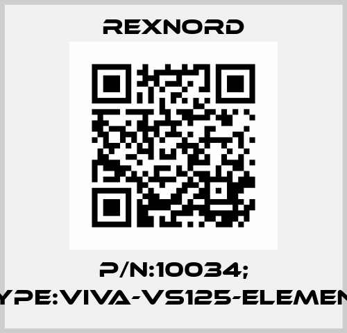 P/N:10034; Type:VIVA-VS125-ELEMENT Rexnord