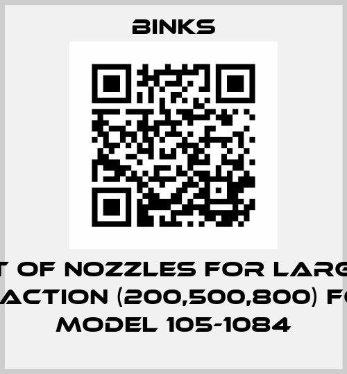 set of nozzles for larger fraction (200,500,800) for model 105-1084 Binks