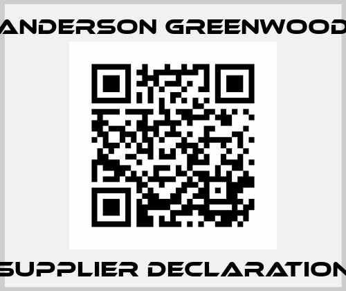 Supplier declaration Anderson Greenwood