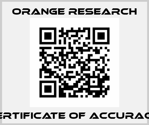 Certificate of Accuracy Orange Research