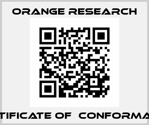 Certificate of  Conformance Orange Research