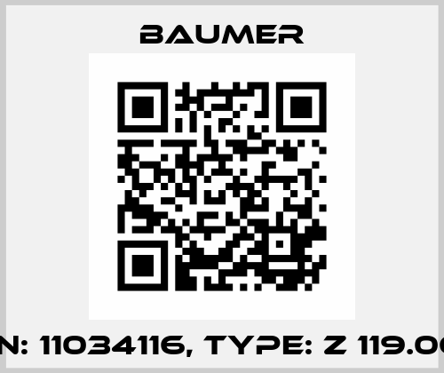 P/N: 11034116, Type: Z 119.067 Baumer