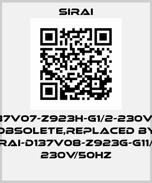 D137V07-Z923H-G1/2-230VDC obsolete,replaced by SIRAI-D137V08-Z923G-G11/2- 230V/50Hz Sirai