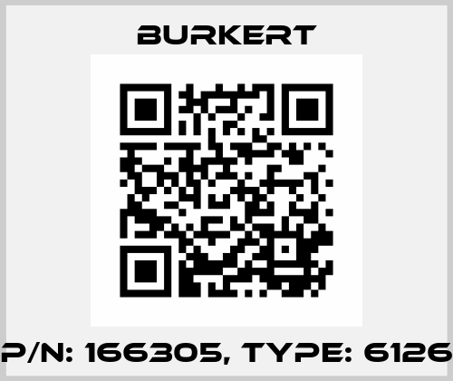 p/n: 166305, Type: 6126 Burkert