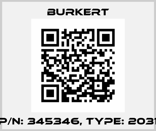 P/N: 345346, Type: 2031 Burkert