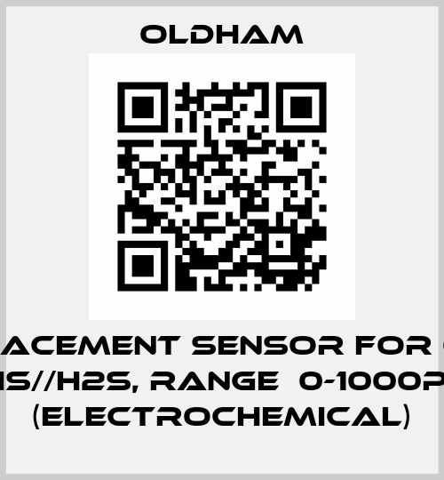 Replacement sensor for OLCT 100IS//H2S, range  0-1000ppm (electrochemical) Oldham