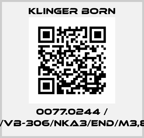 0077.0244 / K400/VB-306/NKA3/End/M3,8A/KL Klinger Born