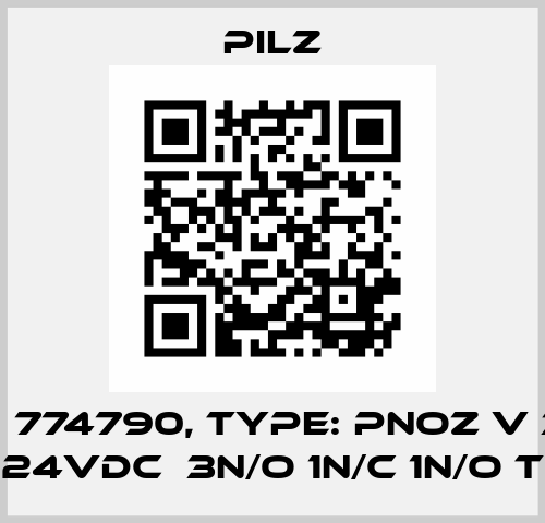 p/n: 774790, Type: PNOZ V 30s 24VDC  3n/o 1n/c 1n/o t Pilz
