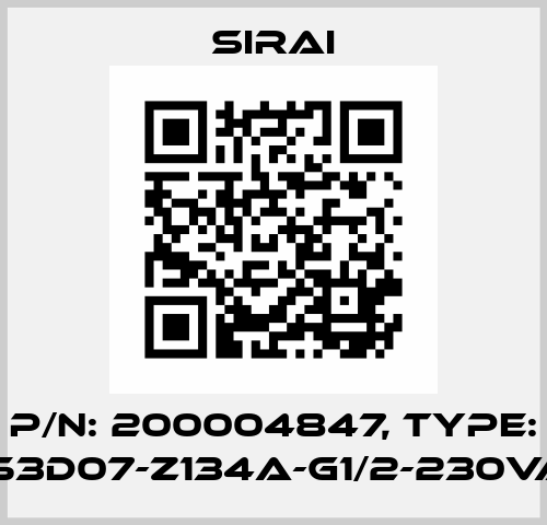 P/N: 200004847, Type: L153D07-Z134A-G1/2-230VAC Sirai