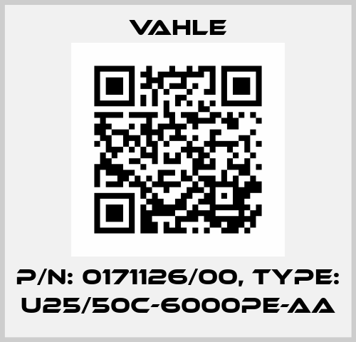 P/n: 0171126/00, Type: U25/50C-6000PE-AA Vahle