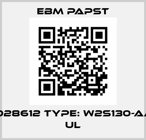 P/N: 0028612 Type: W2S130-AA03-21 UL EBM Papst