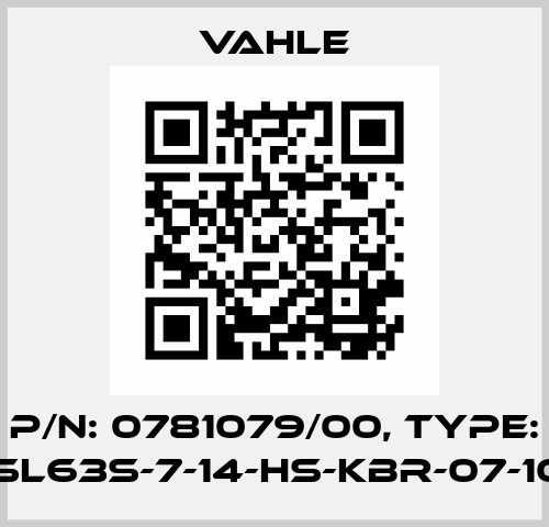 P/n: 0781079/00, Type: SA-KESL63S-7-14-HS-KBR-07-10-01-03 Vahle