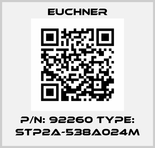 P/N: 92260 Type: STP2A-538A024M Euchner