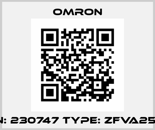 P/N: 230747 Type: ZFVA2504 Omron