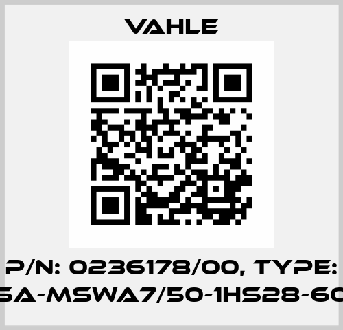 P/n: 0236178/00, Type: SA-MSWA7/50-1HS28-60 Vahle