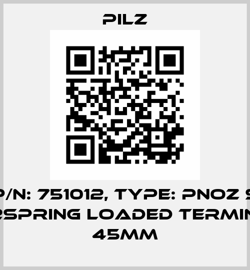 p/n: 751012, Type: PNOZ s Set2spring loaded terminals 45mm Pilz