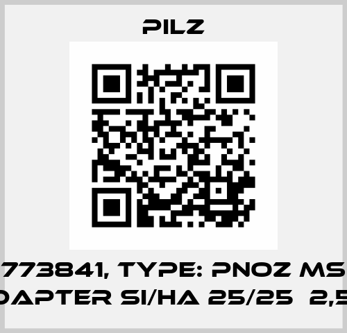 p/n: 773841, Type: PNOZ msi1Bp  Adapter Si/Ha 25/25  2,5m Pilz