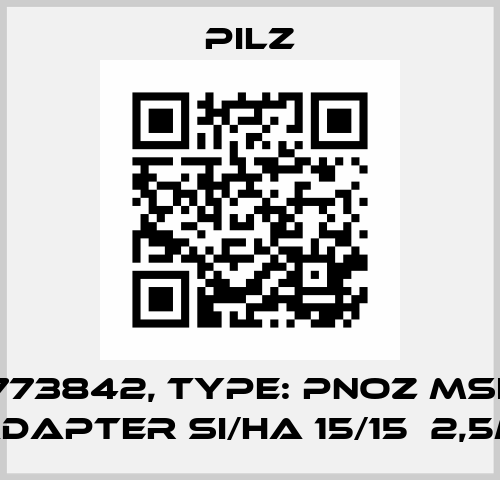 p/n: 773842, Type: PNOZ msi3Ap  Adapter Si/Ha 15/15  2,5m Pilz