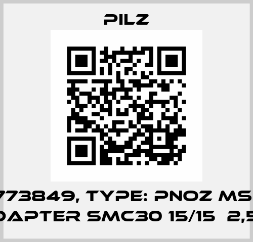 p/n: 773849, Type: PNOZ msi4Bp  Adapter SMC30 15/15  2,5m Pilz