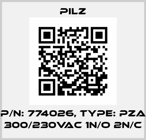 p/n: 774026, Type: PZA 300/230VAC 1n/o 2n/c Pilz