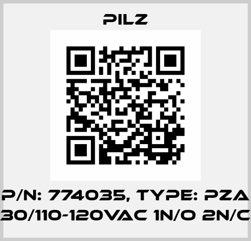 p/n: 774035, Type: PZA 30/110-120VAC 1n/o 2n/c Pilz