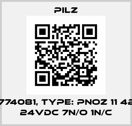 p/n: 774081, Type: PNOZ 11 42VAC 24VDC 7n/o 1n/c Pilz