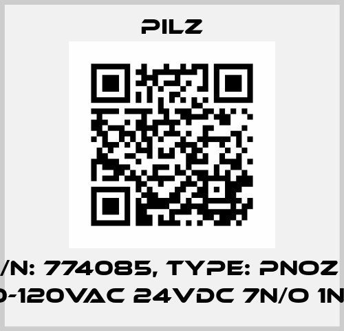 p/n: 774085, Type: PNOZ 11 110-120VAC 24VDC 7n/o 1n/c Pilz