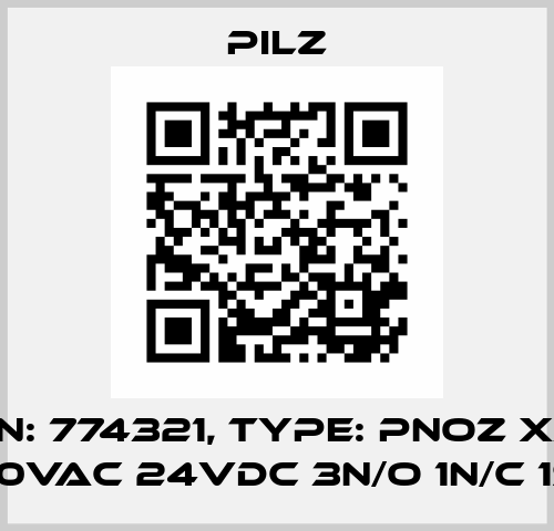 p/n: 774321, Type: PNOZ X3.1 230VAC 24VDC 3n/o 1n/c 1so Pilz