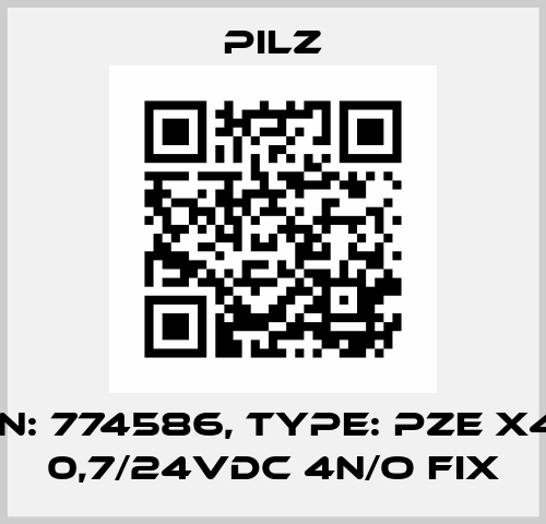 p/n: 774586, Type: PZE X4V 0,7/24VDC 4n/o fix Pilz