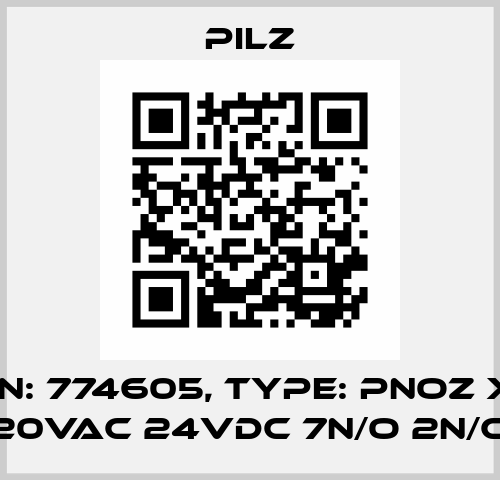 p/n: 774605, Type: PNOZ X9 100-120VAC 24VDC 7n/o 2n/c 2so Pilz