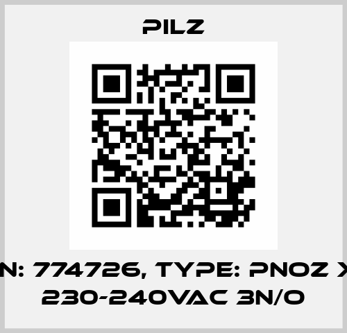 p/n: 774726, Type: PNOZ X6 230-240VAC 3n/o Pilz