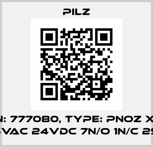 p/n: 777080, Type: PNOZ X11P 24VAC 24VDC 7n/o 1n/c 2so Pilz