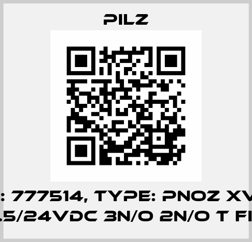 p/n: 777514, Type: PNOZ XV3P 0.5/24VDC 3n/o 2n/o t fix Pilz