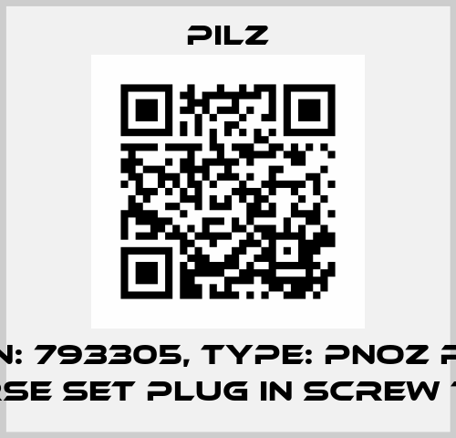 p/n: 793305, Type: PNOZ p1p inverse Set plug in screw term. Pilz