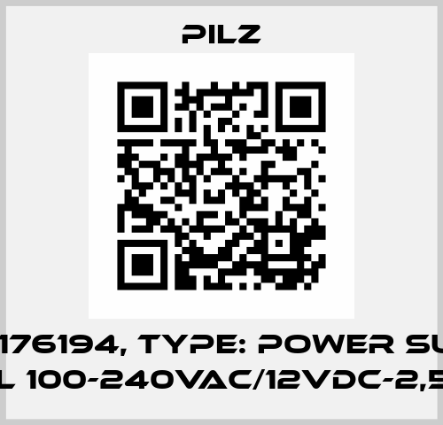 p/n: 8176194, Type: power supply ML 100-240VAC/12VDC-2,5A Pilz